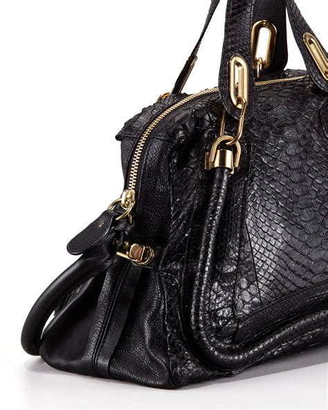 chloe paraty black python|Chloe Paraty Medium Python Shoulder Bag, Black .